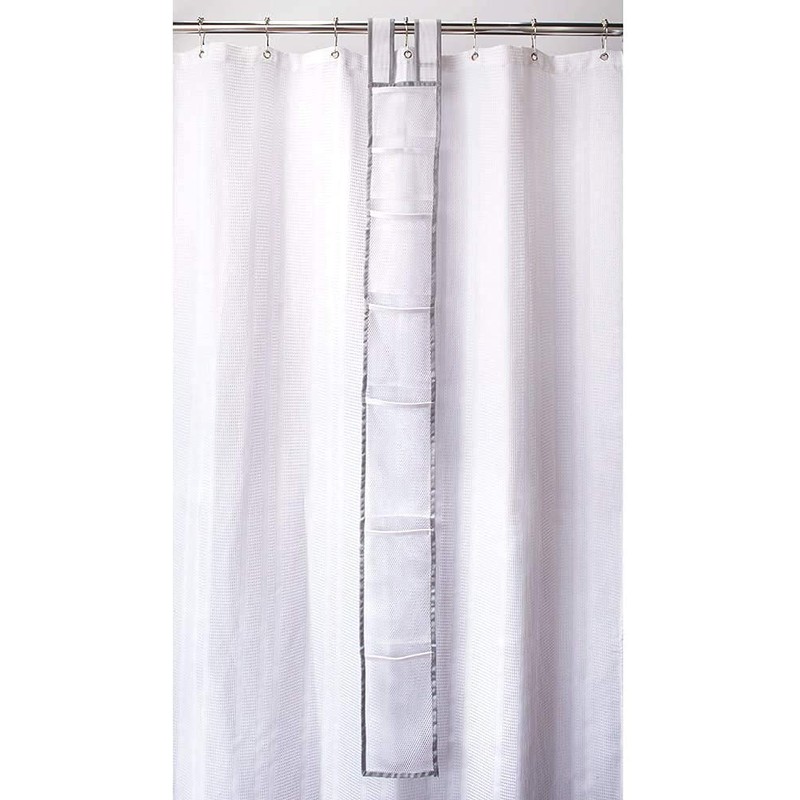 Skywin 1 Pack Shower Liner With Pockets, Hanging Mesh Shower