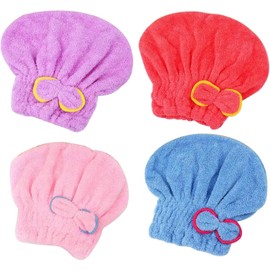Toalla para el Cabello súper Absorbente Capa de Secado para el Cabello 4 PCS Súper Absorbente Toalla de Cabello Secado rápido Micrips