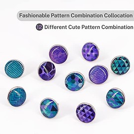 Pinzas decorativas creativas de acero para tablones de anuncios, tablas de corcho o fotos de pared, mapas, 84 piezas (color púrpura acuarela geométrica)