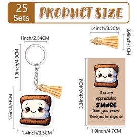 CREATCABIN 36 Set S'Mores Marshmallow Schlüsselanhänger Große Dankes Schlüsselanhänger Inklusive Biegeringen Quastenanhänger Ermutigungskarte Positive Abschlussgeschenke Für Schüler Lehrer Mitarbeiter