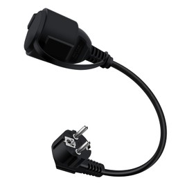 HuaLiSiJi HuaLiSiJi Schuko Verl?ngerung Kurz 90 Grad Schutzkontakt Verl?ngerungskabel 16A /250V Kurze Kabel 2 AC fr IP44 Steckdose fr Au?en-Oder Innenbereich, Zuhause, Bro (Schwarz, 0.5m)