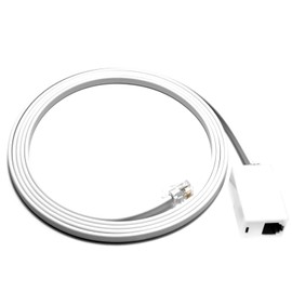 RetailAndBulk 6 Feet Phone Extension Cord for Landline Telephones • High End Quality RJ11 Phone Cable • Pure Copper • 50 Micron Gold Contacts • Strong Thick Outer Jacket (White, 6 FT)