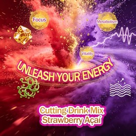 Cutting Drink Mix,Supports Satiety Signaling & Gut Health,with Berberine, Chromium, Yerba Mate & 5-HTP,Sugar-Free,Vegan,Non-GMO | Strawberry Açaí – 30 Sticks