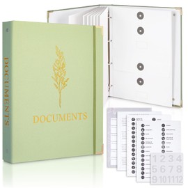 Marspark 2 Pcs Important Document Organizer Folders with Pockets 3 Ring Binder Expanding File Folder Pocket Storage Binders for Important Paper Estate Plannings, Sage Green