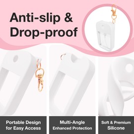 MILASONUS 1 PC Soft Silicone Case for Touchland Power Mist (1FL. OZ./30 mL), Protective and Stylish Case with Keychain Compatible with Touchland Hand Sanitizer Spray (white)