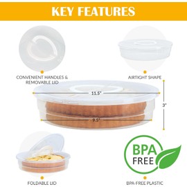 Mission Gallery Plastic Pie Carrier with Lid and Handles - Airtight Cover, BPA Free Container for Pies and Pastry Products - Round Keeper Keeps Cookies, Muffins, Cupcakes, Bakery Fresh