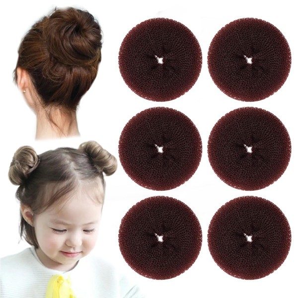 6pcs Coffee Hair Bun Maker, Ring Style Bun Instant Hair