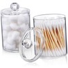 Outanaya 3pcs Transparent Round Cotton Swab Storage Box Compact Makeup