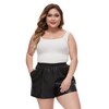 Fahsyee Plus Size Black Shorts - Faux Elastic High Waisted