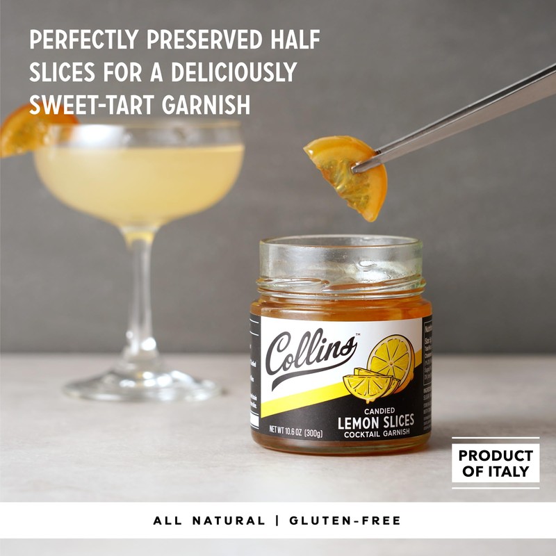 Collins Candied Lemon Slices in Syrup, Candied Fruit Slices Cocktail