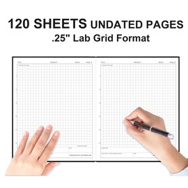 Tuun Fuplan Lab Notebook/Laboratory Notebook - (.25" Grid Format), Laboratory Notebook Quad Ruled Science Lab Book with Grid Pages: Table of Contents for Chemistry, Physics, Biology, 8" x 10", Black