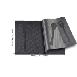 ASYOUWISH Set of 6 PVC Kitchen Table Place Mats, Non-Slip and Washable? Ecological, Ideal for the Kitchen Black