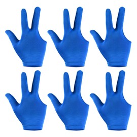 PATIKIL 3 Fingers Pool Gloves, 6 Pcs Breathable Billiards Gloves Shooter Snooker Cue Glove for Left Right Hand Men/Women Carom Sports, Blue