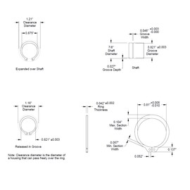 LEAF Howell Corp. 7/8" (.875) External Snap Ring, Retaining Ring, SAE, Black Phosphate, Inch, NEW