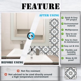 Tile Stickers Wall Decor Bathroom Kitchen Wall Sticker Waterproof PVC Decoration Stickers - 2D Sticker with Retro Design in Mosaic Style (Style-9, 4 x 4 Inch)