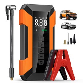 MEUCI  Jump Starter with Air Compressor, 4000A Car Battery Jump Starter Portable (8.0 Gas/7.0L Diesel), 12V Jump Start Battery Pack Jump Box with Smart Jumper Cables, Tire Inflator, LED Light:_White