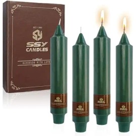 5Inch/7Inch Pillar Candles Handmade Unscented 4PCS Small Taper Candle Sticks for Festive Parties Wedding Home Decorcolor: Dark green, size: 7 inch