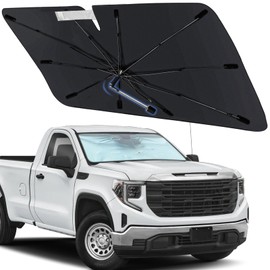 Windshield Sun Shade Umbrella for GMC Sierra 1500 2500 3500 2019-2025, Foldable Front Window Sunshade with 360° Rotating Shaft, Custom Fit Car Shades for Sierra with UV & Heat Protection
