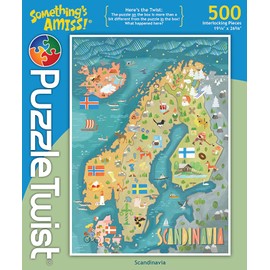 PuzzleTwist - Scandinavia - 500 Piece Jigsaw Puzzle, Something’s Amiss! Series, Unique Challenging Fun for Adults Family Teens, Made in USA