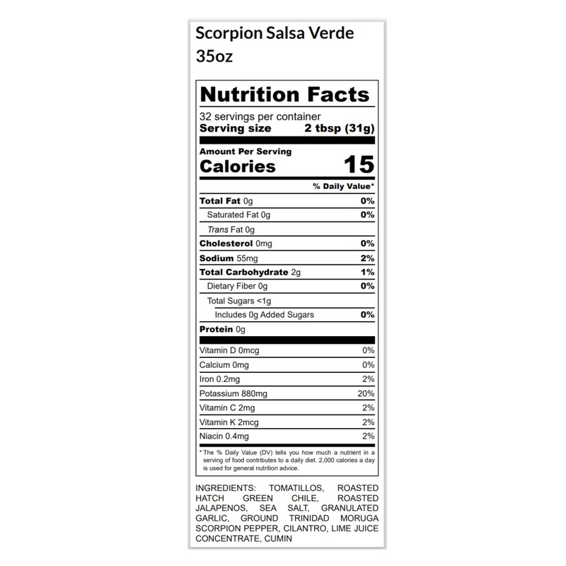 El Pinto Scorpion Salsa Verde (Extra Hot) 11oz Glass Jar