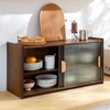 HollyHOME Small Bamboo Wall Mounted Kitchen Pantry Sideboard with 2