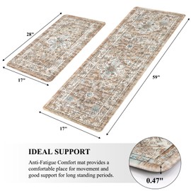 Pauwer Anti Fatigue Kitchen Mat Set of 2 Non Slip Kitchen Mats for Floor Cushioned Kitchen Rugs Comfort Standing Mat Farmhouse Waterproof PVC Foam Kitchen Floor Mat Runner