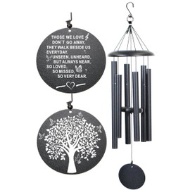 Sympathy Wind Chimes, 40" Memorial Wind Chimes for Loss of Loved One, Sympathy Memorial Bereavement Gift,in Memory of Loved One Loss of Mother Father，Home Decor Garden Patio Outdoor (Black)