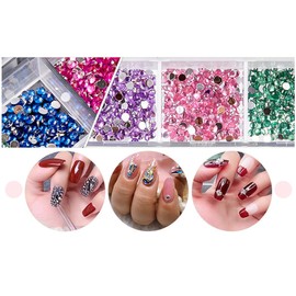 Nail Gems, 12 Kinds of Flat Back Gems with Pick Up Tweezer and Rhinestone Picker Dotting Pen, Nail Art Tools for Nails, Clothes, Face, Craft, Shoes Bag DIY