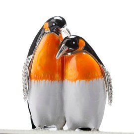 SEVENBEES Hand Painted Enameled Penguin Figurine Jewelry Trinket Box Ring Holder Dresser Decoration