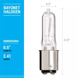 KOR 10 Pack 75Q/CL/DC Clear Bulbs 75W 120V T4 Double Contact DC Bayonet BA15d Base