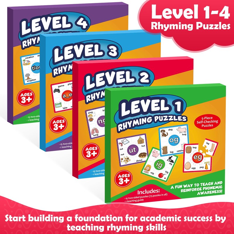 Torlam Phonics Puzzle, Rhyming Games Phonics Games Flash Cards for