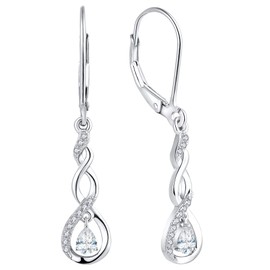 YL Twisted Dangle Drop Earrings 925 Sterling Silver Infinity Leverback Earrings Cubic Zirconia Jewelry for Women