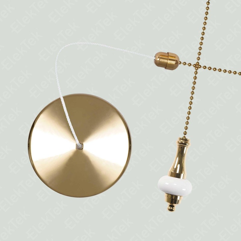 ElekTek Premium Brass Bathroom Light Pull Cord Switch Kit -