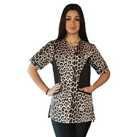 Ladybird Line Leopard Print Waterproof Pet Grooming Smock for Pet Groomers (Small)