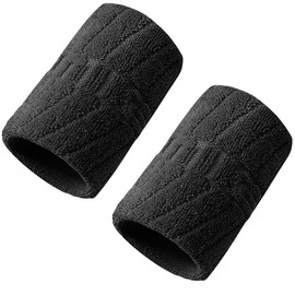 Wristband, Sports Band, Wrist Support, Set of 2, Water Absorbent, Quick Drying, Stretchy, Breathable, Antibacterial, Odor Resistant, Good to the Touch, Unisex, For Sports (Black)