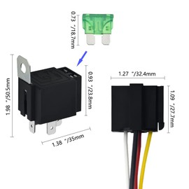 WMYCONGCONG 3 Pack Car Relay with Harness 12V 30A Fused Relay Switch Socket Plug 4-Pin SPST 12 Volt Automotive Relays with Fuse, 14 AWG Harness Socket for Auto Cars