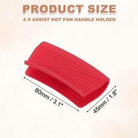 uxcell 4 Pcs Silicone Assist Hot Pan Handle Holder Hot Skillet Handle Covers Pot Holder Sleeve Non-Slip Heat Resistant for Kitchen Pot Frying Pans Cookware (Red, Square Edge Arc)