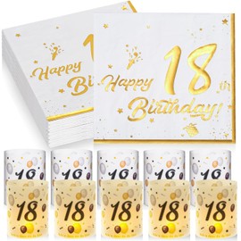 Comkrivy 40 Pcs Napkin and Birthday Lantern Table Decoration for 18 Year Birthday