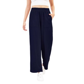 Women's Tear Away Pants with Pockets Easy Access Adaptive Pants Post Hip Knee Leg Surgery Breakaway Lounge Wide Leg Sweatpants for Women Adaptive Clothing Navy Blue M