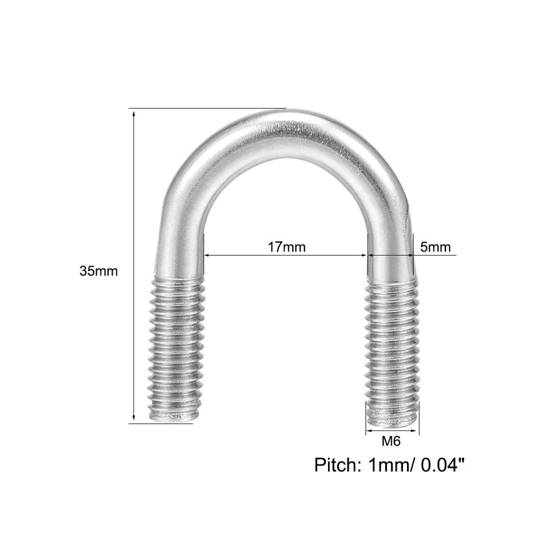 sourcing map Pack of 5 U-bolt M6 304 stainless steel