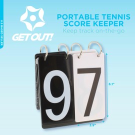Get Out! Over Net Portable Tennis Game Score Keeper, Numbered Score Board Cards Tracker 0-9 Flip Scorecard Scorekeeper