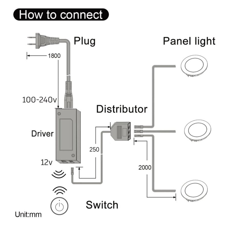 VST Under Cabinet Lighting 12V 2W/pc, Wireless Dimmer Switch, Recessed