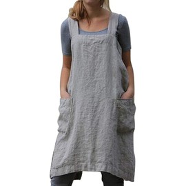 RioSole Crossback Apron Apron Baking Cooking Gardening Works Pocket, gray