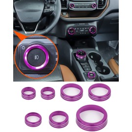 Savadicar CKT02 Billet Aluminum Control Knob Trim Sets, Headlight/4WD/HVAC Climate Control Knob Bezels, Air Conditioner/Radio Switch Cover for 2021-2025 Ford Bronco Sport, Interior Accessories, Purple