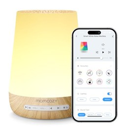 Momcozy Smart Baby White Noise Sound Machine with App Control & Night Light | Toddler Sleep Trainer with 34 Soothing Sounds, Timer, Custom Personal Sl