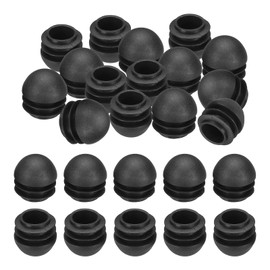 PATIKIL 7/8" Plastic Tubing End Caps, 30Pcs Round Hole Plug Inserts for Round Iron Pipe Chair Leg Table Bookshelves Patio Furniture, Black