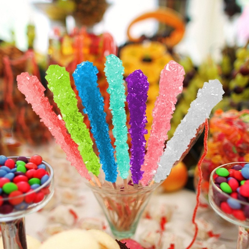 Extra Large Rock Candy Sticks: 6 Light Blue Cotton Candy
