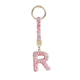 ChungLong0593 Zirconia 26 Letters Initial Charms Keychain Colorful Rhinestone A-Z Key Ring for Women for Car Keys Holder Bag Purse-R