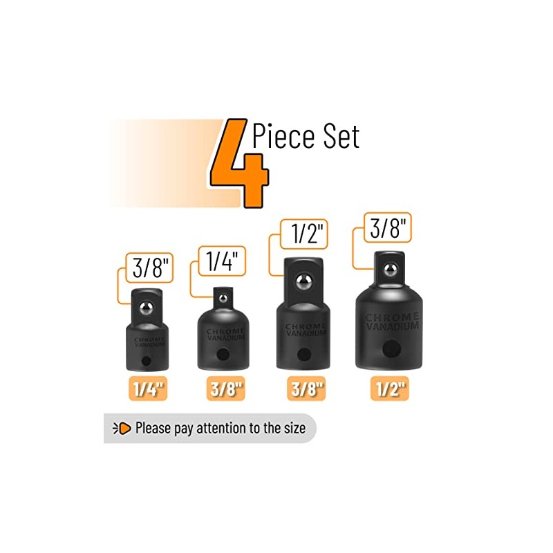 Bates- Impact Socket Adapter and Reducer Set, 4-pcs, Impact Sockets