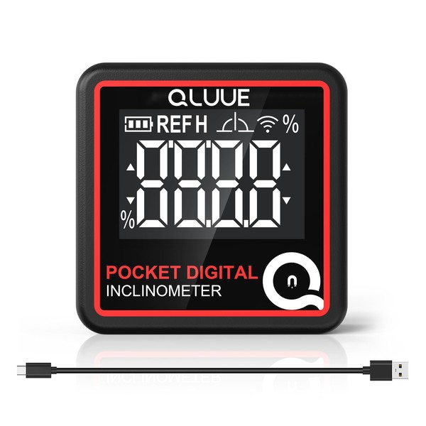 QLUUE Digital Angle Finder,Miniature Digital Inclinometer, TYP-C Charging,Backlight LCD Bevel